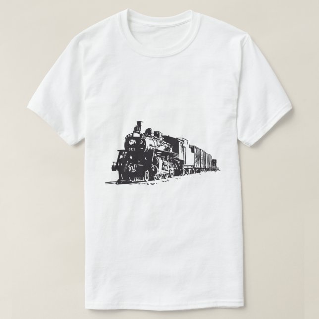 Camiseta gráfica del dibujo del tren - Esbozo artí (Diseño del anverso)