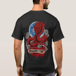 Camiseta Gráfica del Dragón Rojo Japonés, Cyberpun