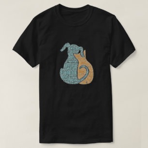 Camiseta gráfica del gato del perro del amor