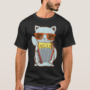Camiseta Gráfica del jugador de acordeones de juego de gato