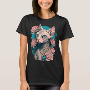 Camiseta Gráfica dibujada de recorte de gato de Sphynx