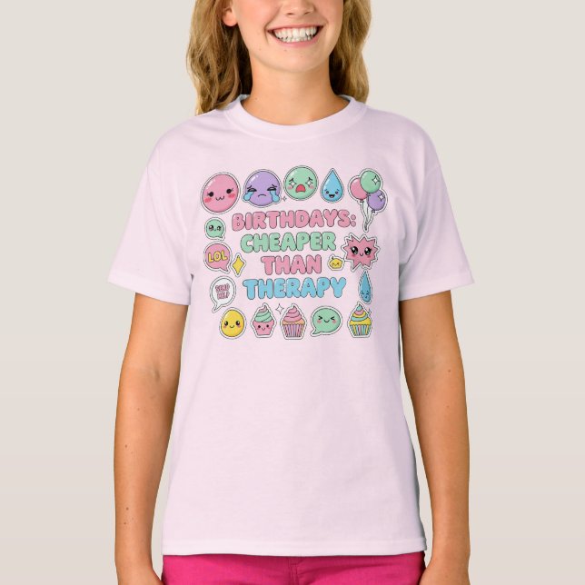 Camiseta Gráfica divertida cita de cumpleaños de Emoji (Anverso)