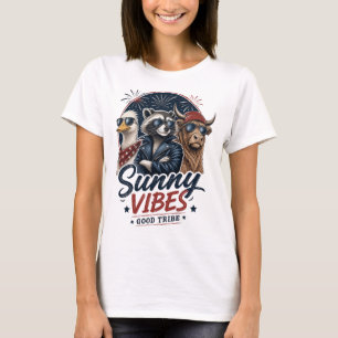 Camiseta Gráfica Divertida de Animales con Vibraciones Sole