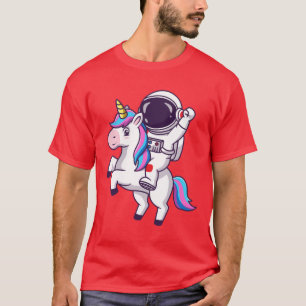 Camiseta Gráfica Divertida de Astronauta Montando 