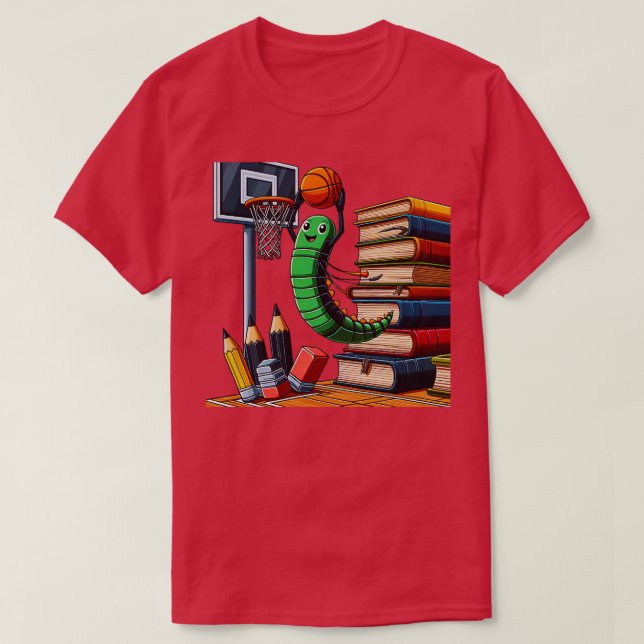 Camiseta Gráfica divertida de Bookworm Basketball para lect (Diseño del anverso)