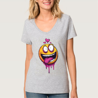 Camiseta gráfica divertida de Emoji de Amor Loco –