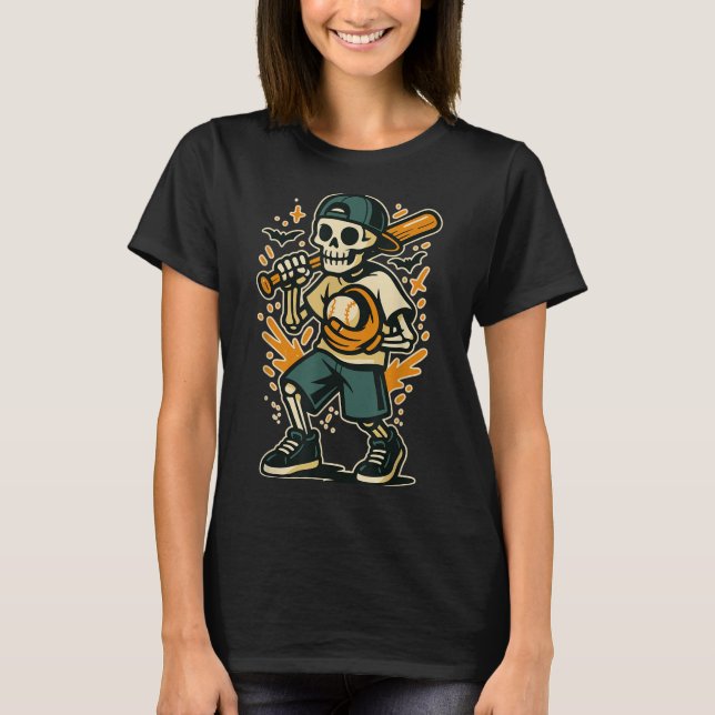 Camiseta Gráfica divertida de esqueleto de halloween con di (Anverso)