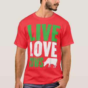 Camiseta Gráfica divertida de Farm Live Love Cows para muje