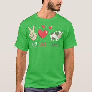 Camiseta Gráfica divertida de Farm Peace Love Cows para muj