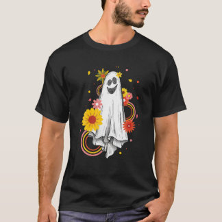 Camiseta Gráfica divertida de floral vintage Ghost Cute Hal