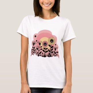 camiseta gráfica divertida de flores para mujeres