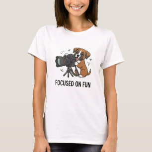 Camiseta Gráfica Divertida de Fotógrafo Cachorro Boxer Ador