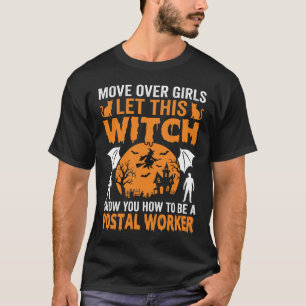 Camiseta Gráfica divertida de gato bruja trabajador postal