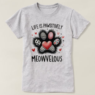 Camiseta gráfica divertida de gato - Pawsitivament