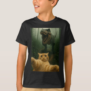 Camiseta Gráfica divertida de gatos selfie de dinosaurios m