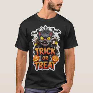 Camiseta Gráfica divertida de Halloween en 3D con gato negr