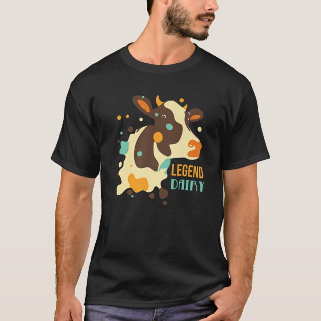 Camiseta Gráfica divertida de lechera retro de vaca de cabe (Anverso)