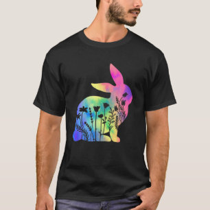 Camiseta Gráfica divertida de los hombres de conejo floral