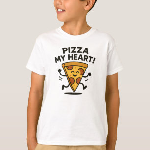 Camiseta Gráfica Divertida de Pizza Feliz con Pizza My Hear