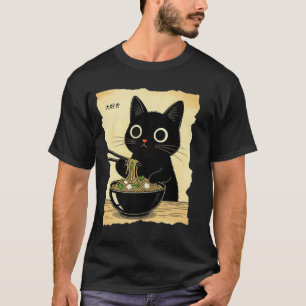 Camiseta gráfica divertida de ramen de gato japoné