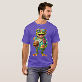 Camiseta gráfica divertida de rana tropical hawaia