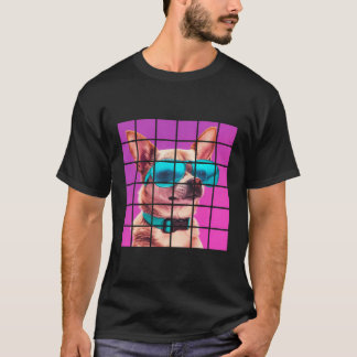 Camiseta Gráfica divertida de vaporwave de perro chihuahua