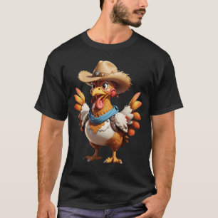 Camiseta gráfica divertida de vaquero pollo vaquer