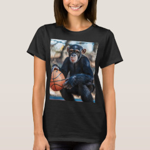 Camiseta Gráfica divertida del mono chimpancé de baloncesto