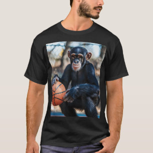 Camiseta Gráfica divertida del mono chimpancé de baloncesto