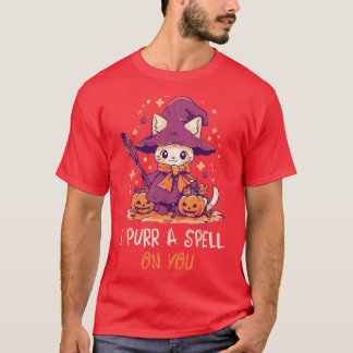 Camiseta Gráfica divertida felina Pun Witch Spell Hombres N