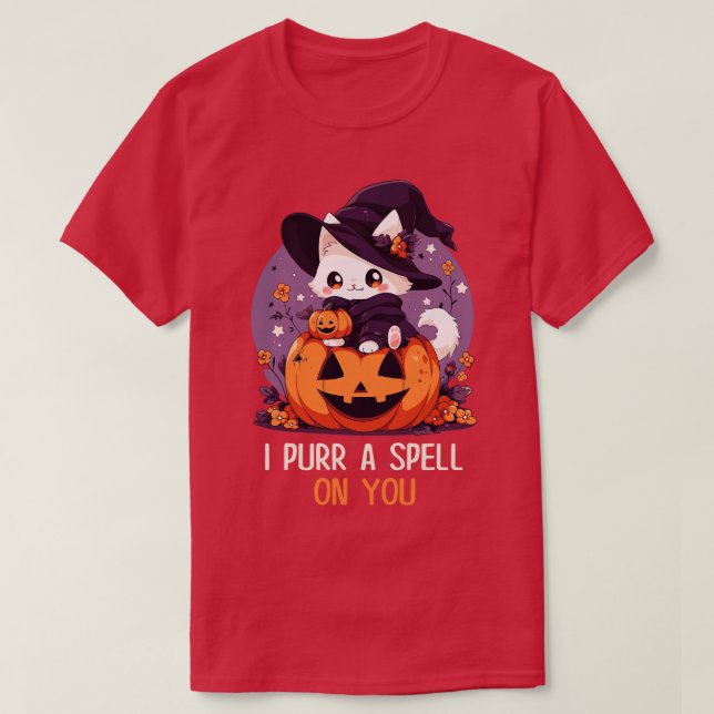 Camiseta Gráfica divertida felina Pun Witch Spell Hombres N (Diseño del anverso)