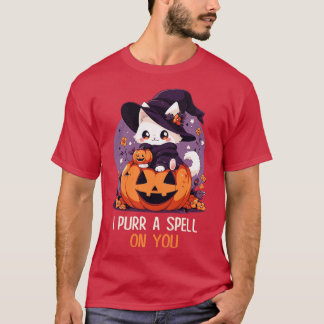 Camiseta Gráfica divertida felina Pun Witch Spell Hombres N