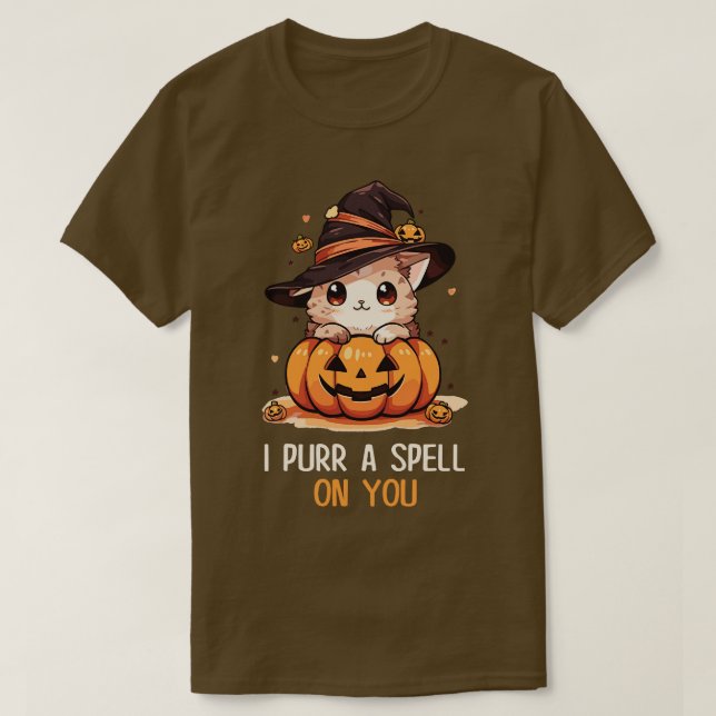 Camiseta Gráfica divertida felina Pun Witch Spell Hombres N (Diseño del anverso)