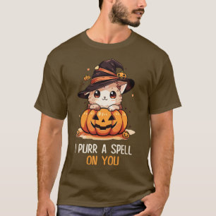Camiseta Gráfica divertida felina Pun Witch Spell Hombres N