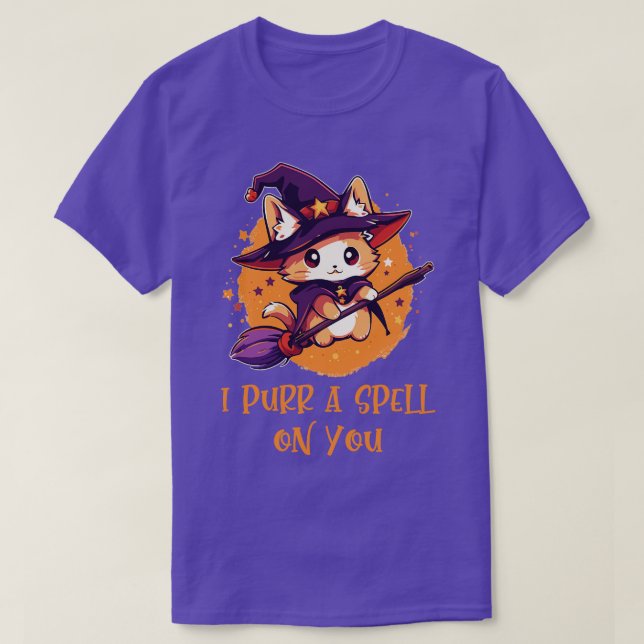Camiseta Gráfica divertida felina Pun Witch Spell Hombres N (Diseño del anverso)
