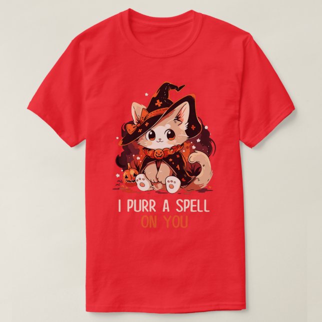 Camiseta Gráfica divertida felina Pun Witch Spell Hombres N (Diseño del anverso)