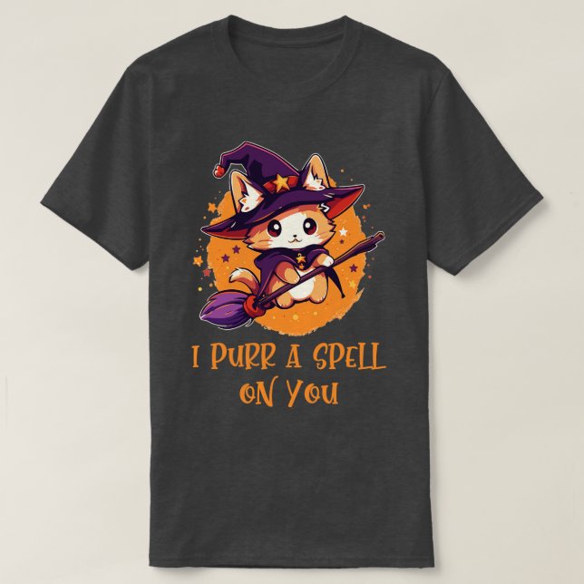 Camiseta Gráfica divertida felina Pun Witch Spell Hombres N (Diseño del anverso)