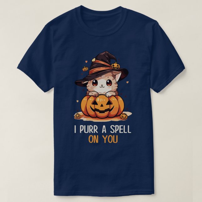 Camiseta Gráfica divertida felina Pun Witch Spell Hombres N (Diseño del anverso)