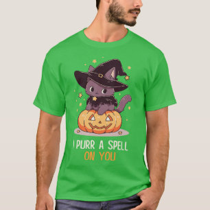 Camiseta Gráfica divertida felina Pun Witch Spell Hombres N