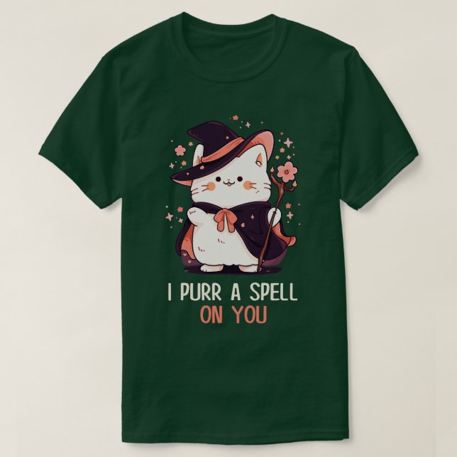 Camiseta Gráfica divertida felina Pun Witch Spell Hombres N (Diseño del anverso)