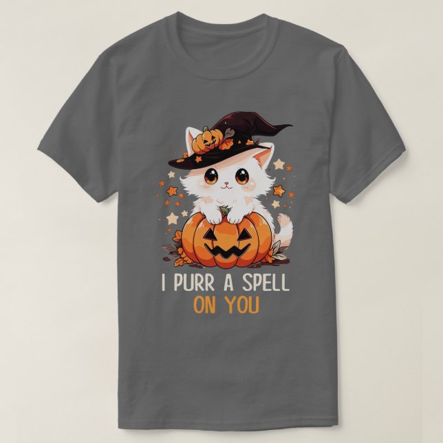Camiseta Gráfica divertida felina Pun Witch Spell Hombres N (Diseño del anverso)