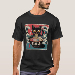 Camiseta Gráfica divertida japonesa del gato Ramen tee gato