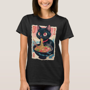 Camiseta Gráfica divertida japonesa del gato Ramen tee gato