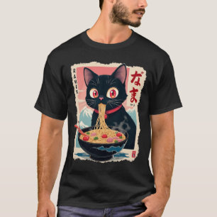 Camiseta Gráfica divertida japonesa del gato Ramen tee gato