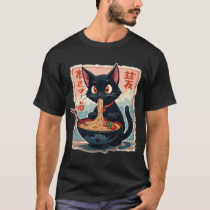 Camiseta Gráfica divertida japonesa del gato Ramen tee gato
