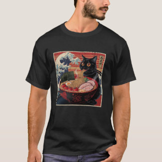 Camiseta Gráfica divertida japonesa del gato Ramen tee gato