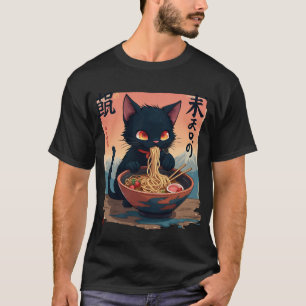 Camiseta Gráfica divertida japonesa del gato Ramen tee gato