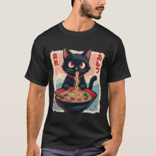 Camiseta Gráfica divertida japonesa del gato Ramen tee gato