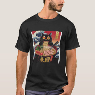 Camiseta Gráfica divertida japonesa del gato Ramen tee gato