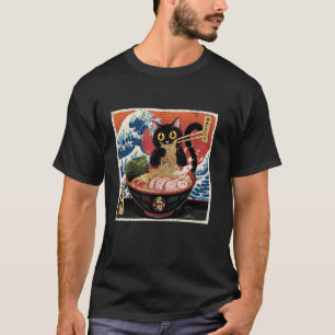 Camiseta Gráfica divertida japonesa del gato Ramen tee gato